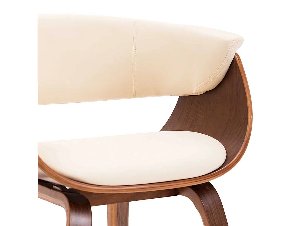 Sedie da Pranzo 4 pz in Legno Curvato e Similpelle Crema