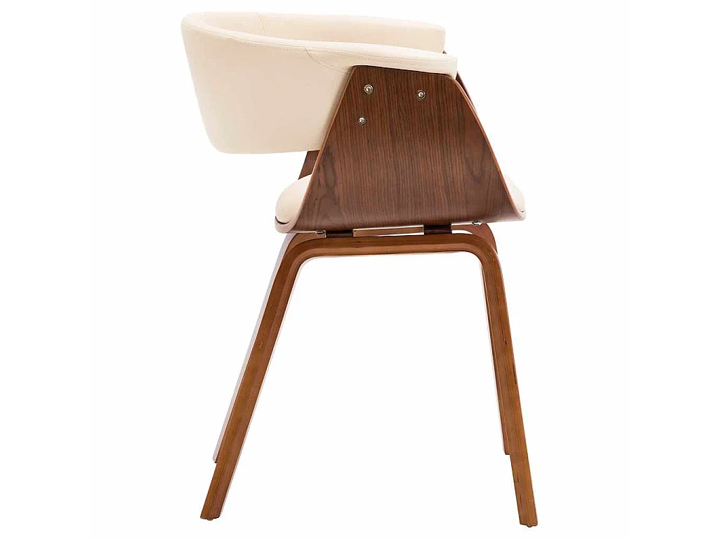 Sedie da Pranzo 4 pz in Legno Curvato e Similpelle Crema