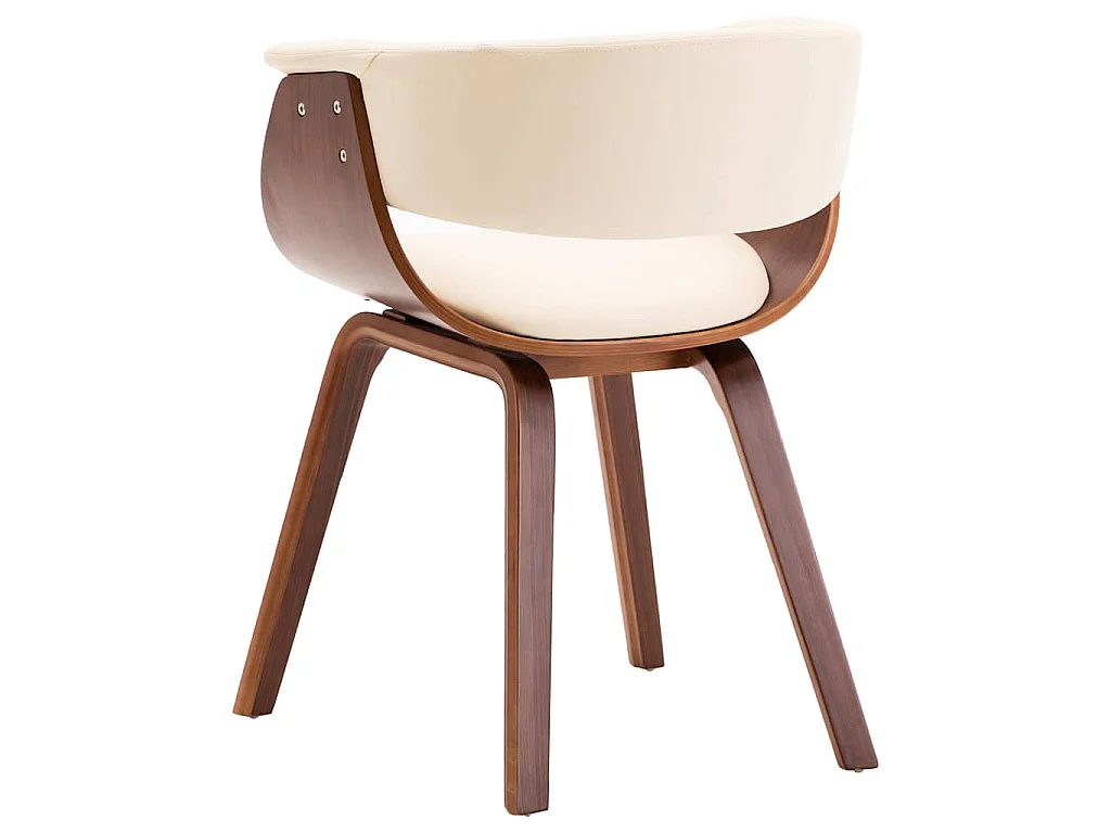 Sedie da Pranzo 4 pz in Legno Curvato e Similpelle Crema