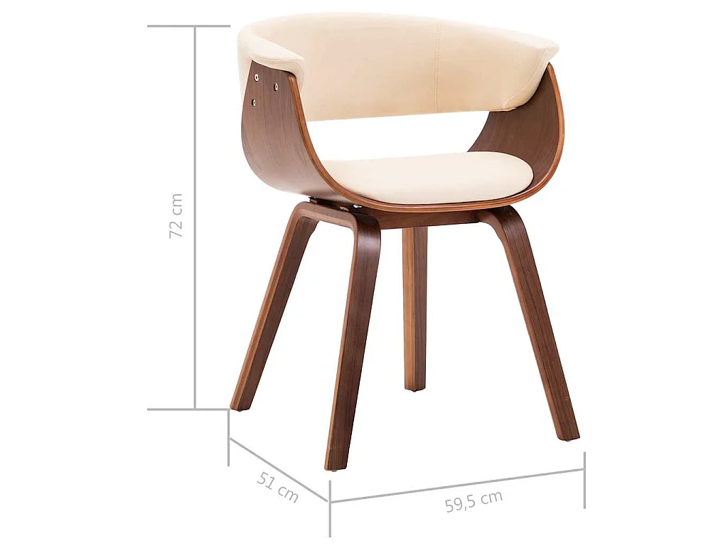 Sedie da Pranzo 4 pz in Legno Curvato e Similpelle Crema