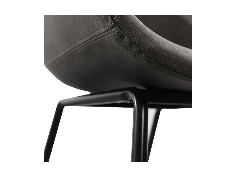Chaise métal noir laqué et simili cuir gris clair Karry