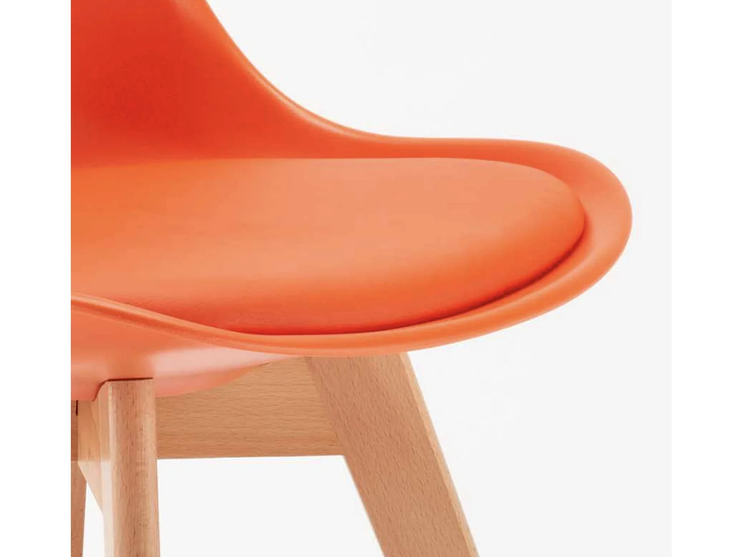 Chaise naturel et orange avec coussin simili cuir Anko - Lot de 2