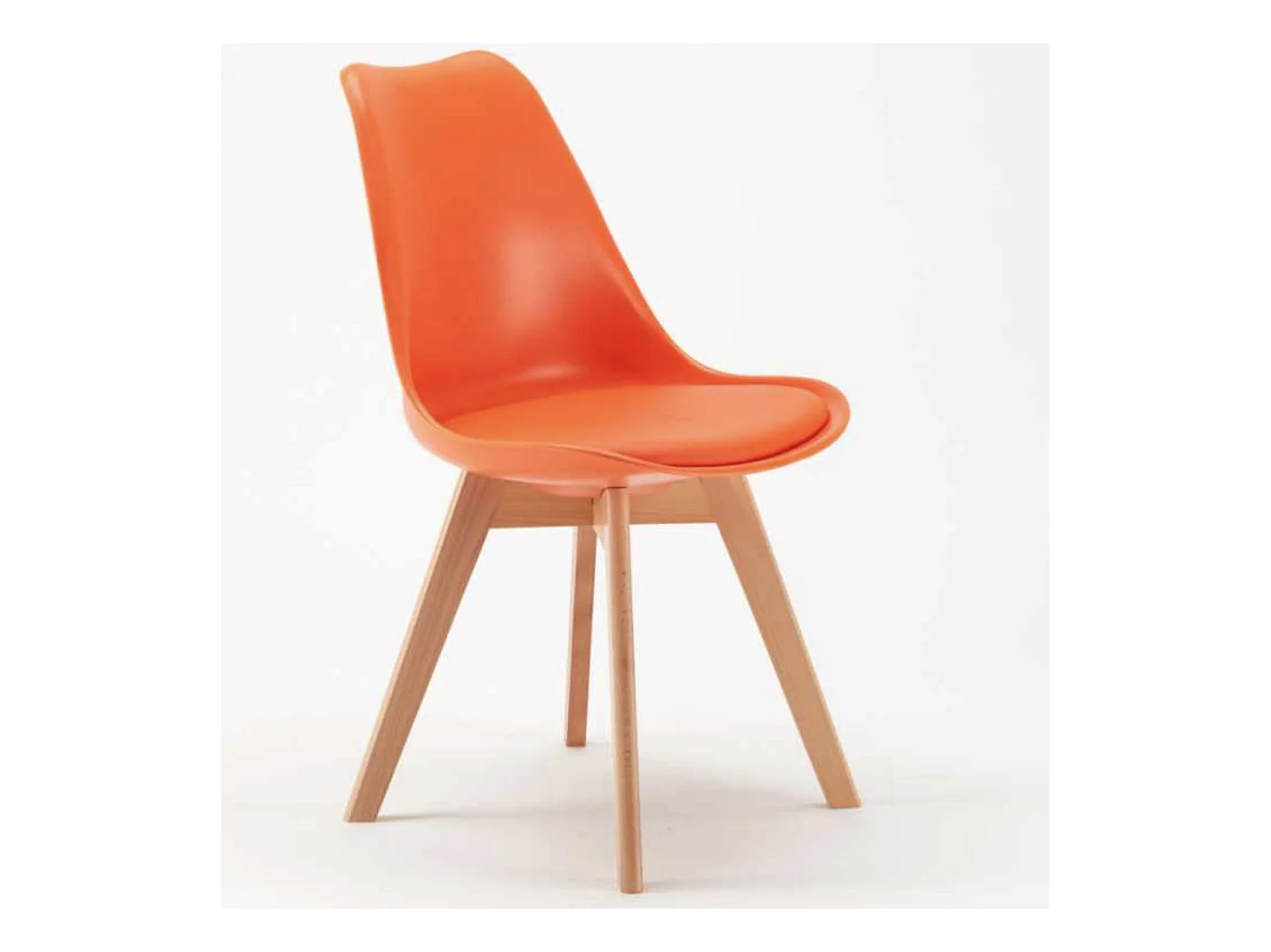 Chaise naturel et orange avec coussin simili cuir Anko - Lot de 2