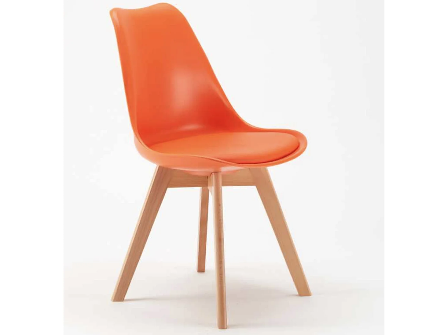 Chaise naturel et orange avec coussin simili cuir Anko - Lot de 2