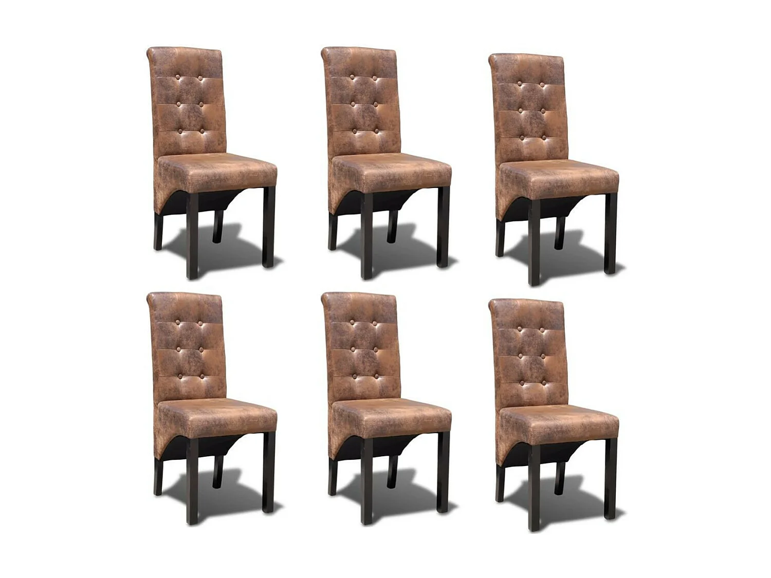 Chaises de salle à manger 6 pcs Marron Similicuir 11