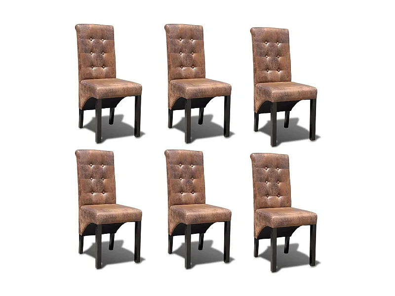Chaises de salle à manger 6 pcs Marron Similicuir 11