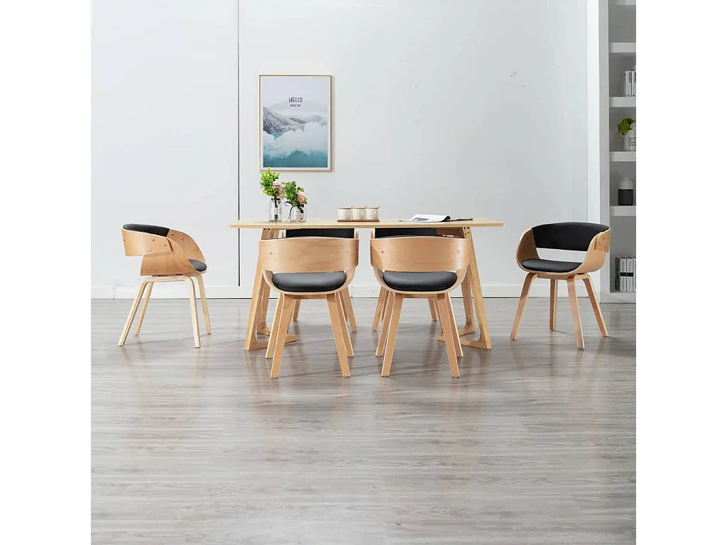 Sedie da Pranzo 6 pz Crema in Legno Piegato e Similpelle