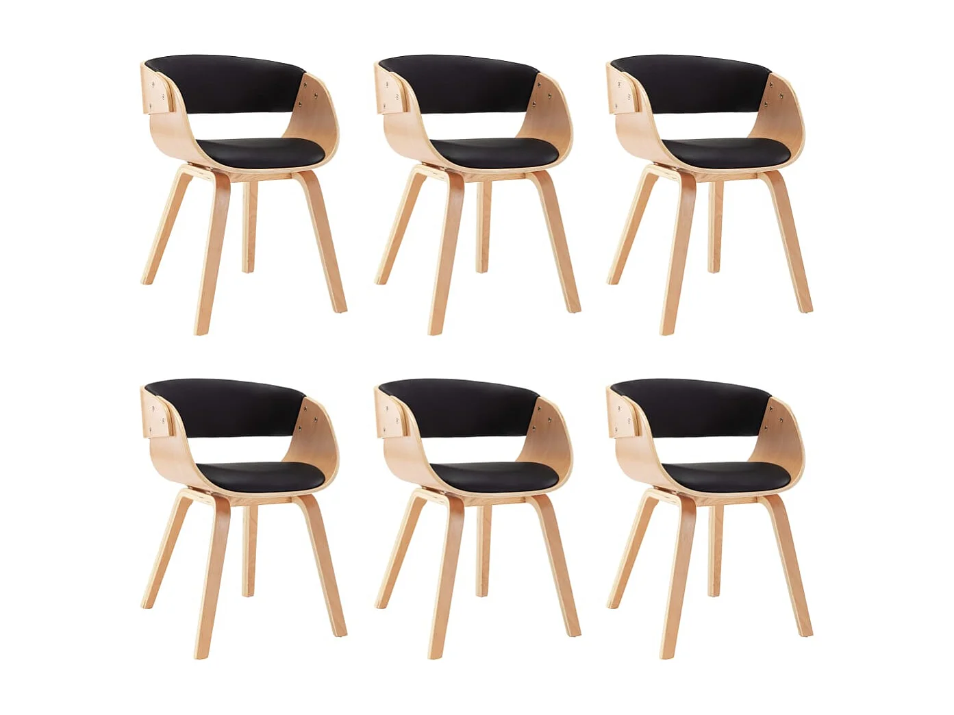 Sedie da Pranzo 6 pz Crema in Legno Piegato e Similpelle