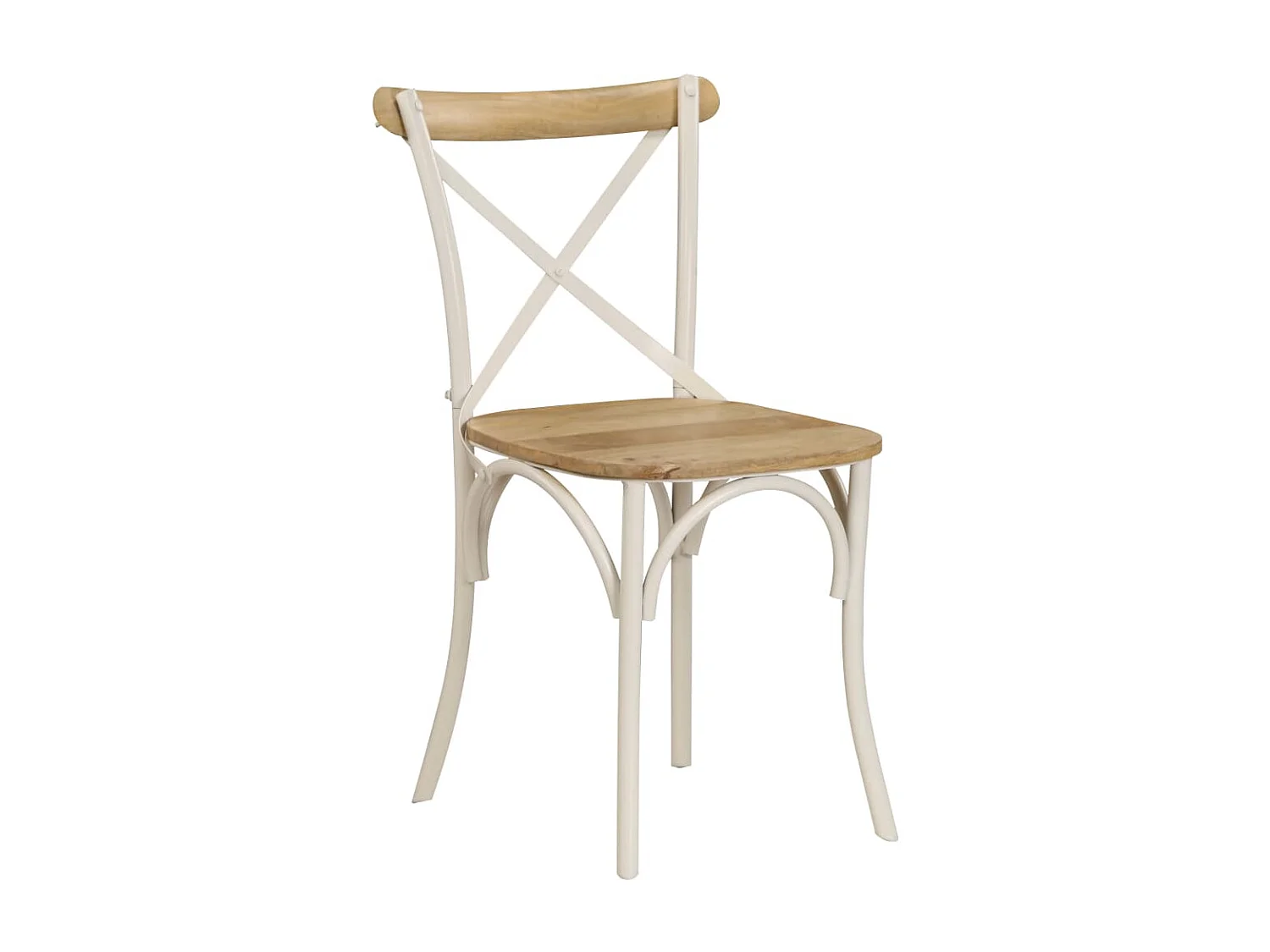 Conjunto de 4 cadeiras com encosto cruzado, madeira de manga maciça branca