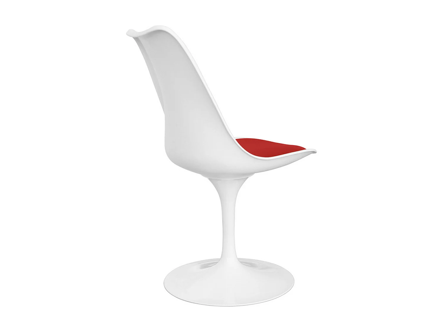 Chaise pivotante Tulipa - Blanche avec coussin en simili cuir-Couleur Blanc