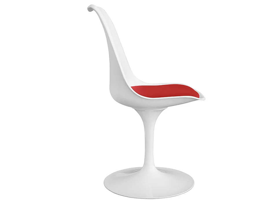 Silla moderna Tulipa blanca con cojín de polipiel blanco-Color Blanco