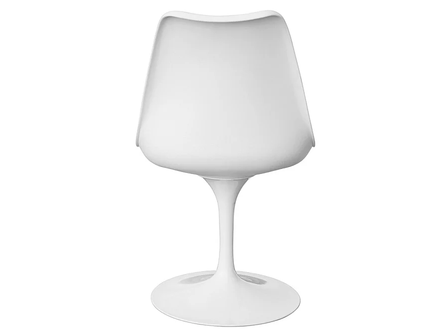 Silla moderna Tulipa blanca con cojín de polipiel blanco-Color Blanco