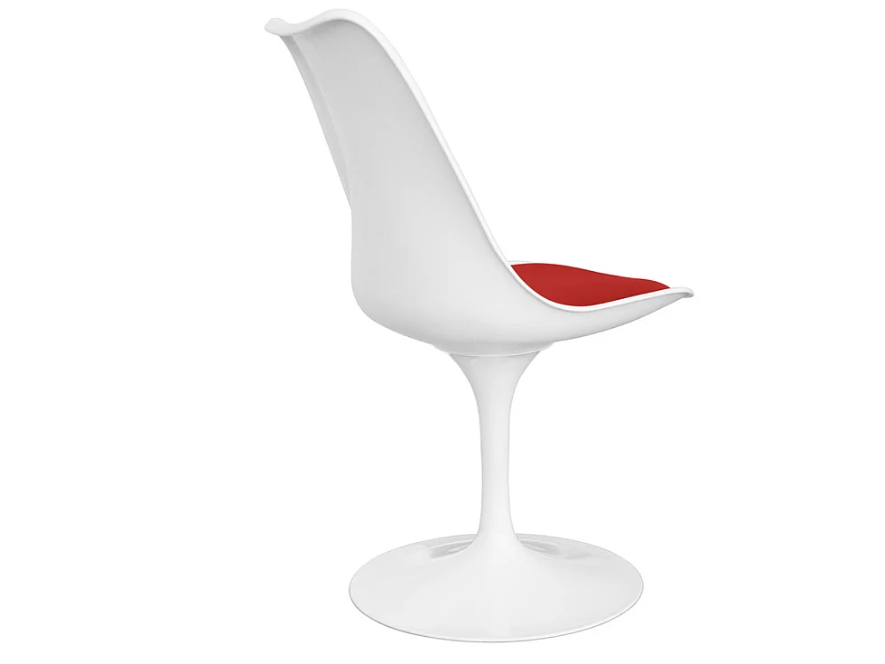 Silla moderna Tulipa blanca con cojín de polipiel blanco-Color Blanco