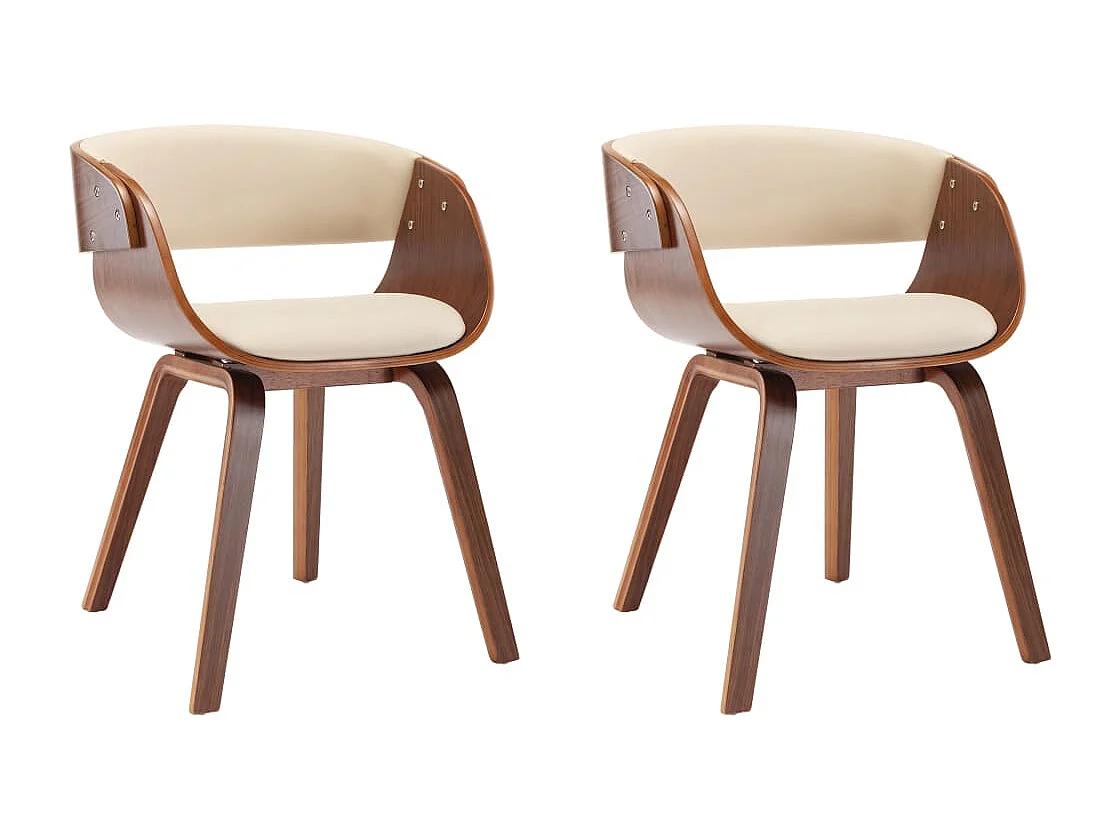 Chaises à manger lot de 2 crème bois courbé et similicuir