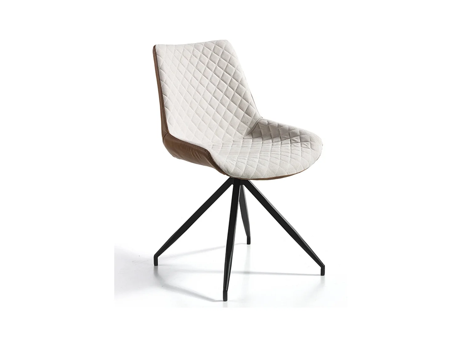 Chaise design pivotante en tissu beige et en simil cuir marron Morka - Lot de 2