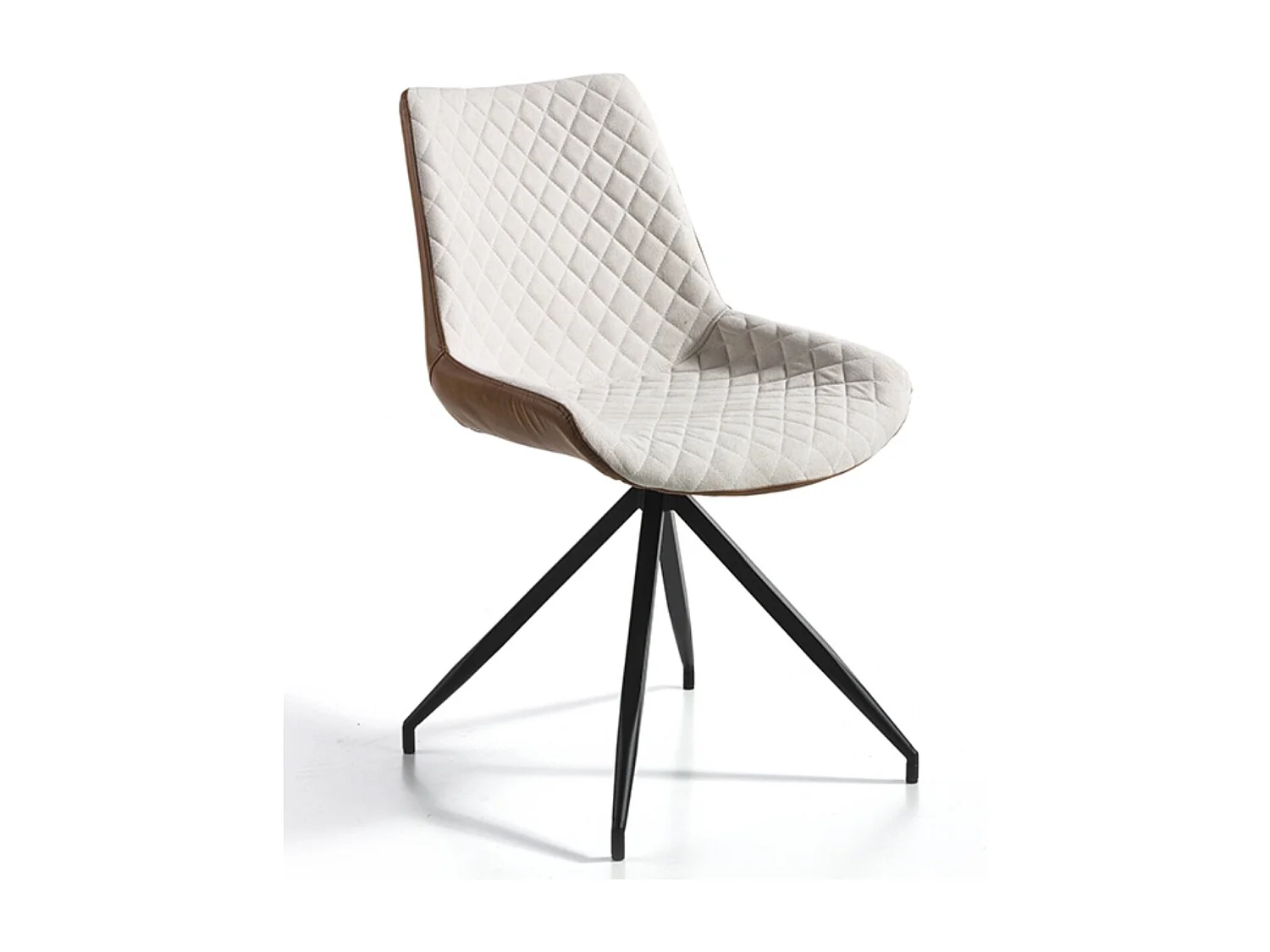 Chaise design pivotante en tissu beige et en simil cuir marron Morka - Lot de 2