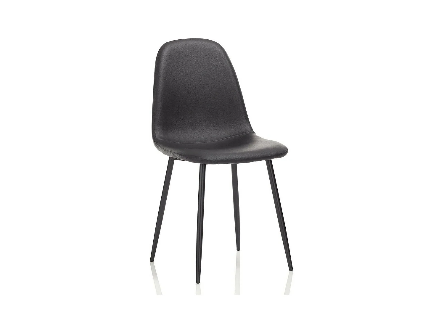 Chaise simili cuir noir et pieds métal noir Danita - Lot de 4