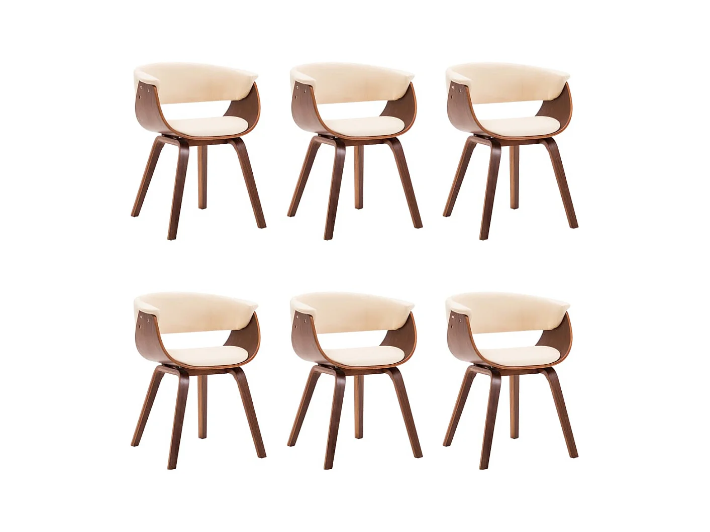 Chaises à manger lot de 6 crème bois courbé et similicuir