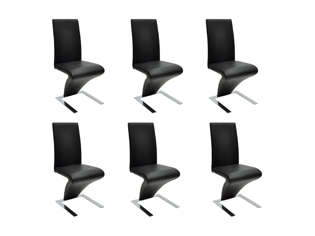 Cadeiras de jantar 6 pcs couro artificial preto