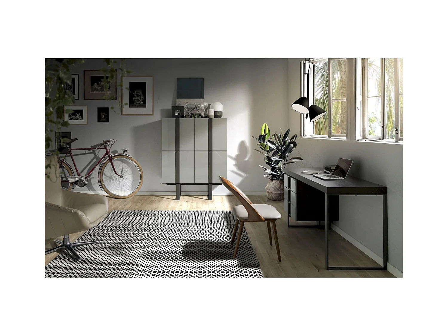 Chaise bois de frêne rembourré en simili