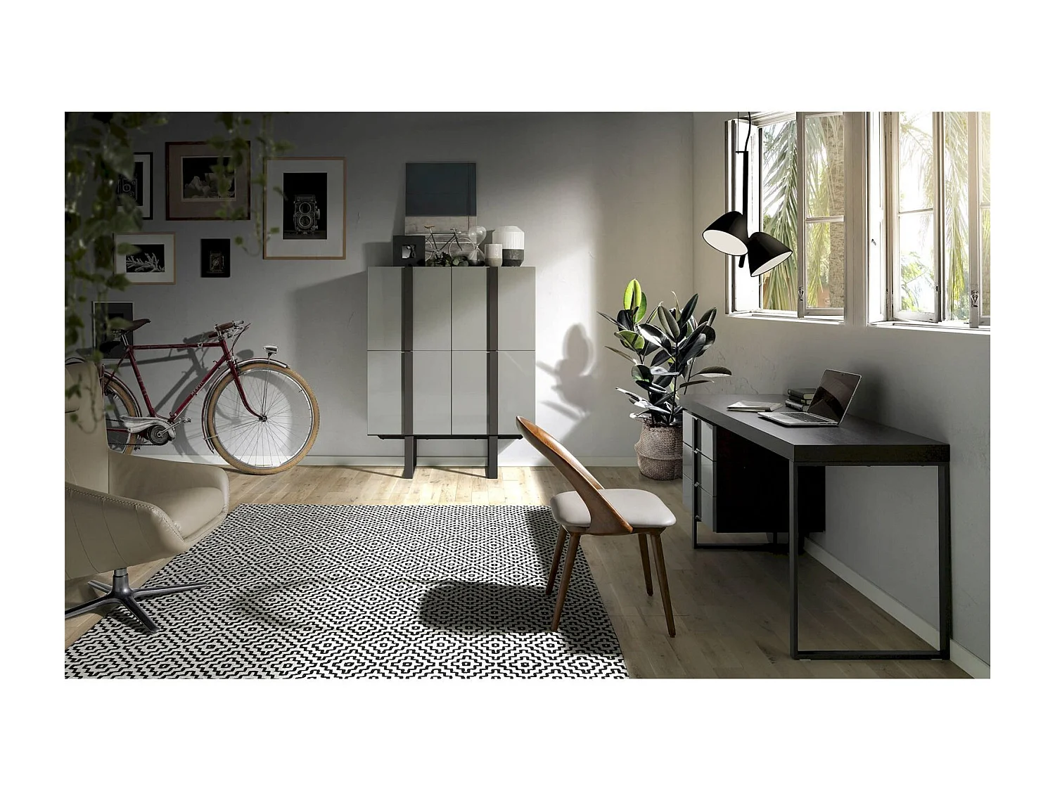 Chaise bois de frêne rembourré en simili