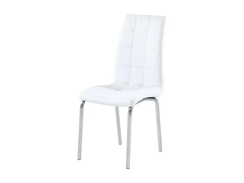 Chaise moderne simili cuir et pieds métal chromé Maeva - Lot de 6-Couleur Blanc