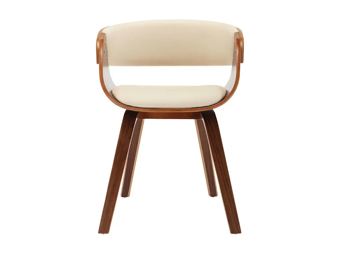 Chaise de salle à manger bois foncé et simili cuir beige Onetop