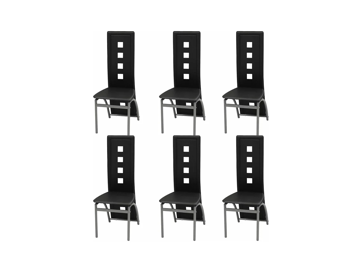 Chaises à manger lot de 6 noir similicuir
