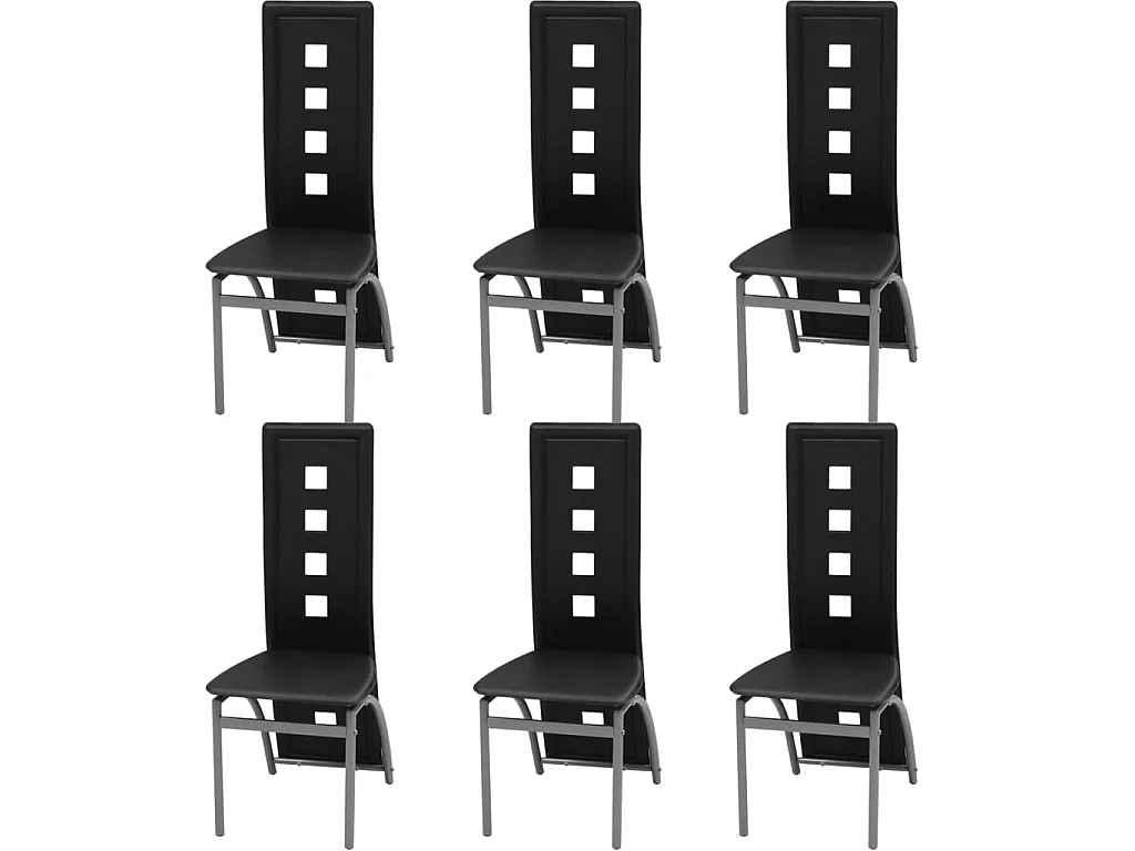 Chaises à manger lot de 6 noir similicuir