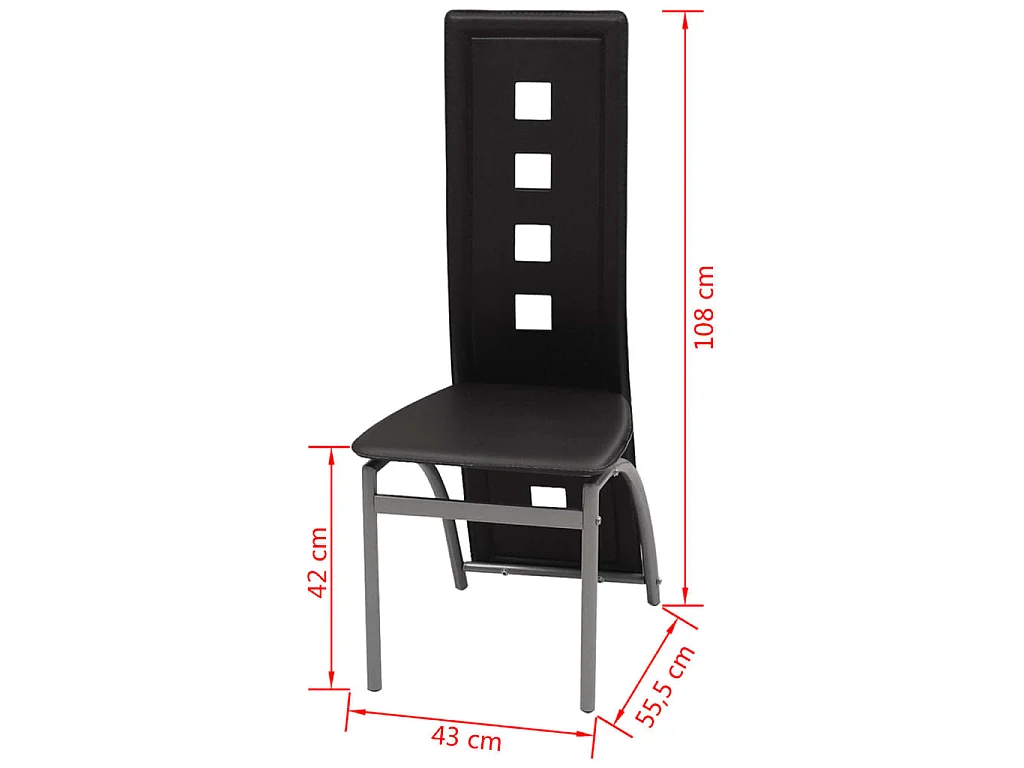 Chaises à manger lot de 6 noir similicuir