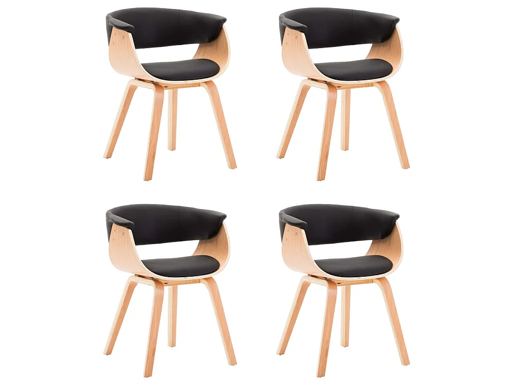 Sedie da Pranzo 4 pz Nere in Legno Piegato e Similpelle