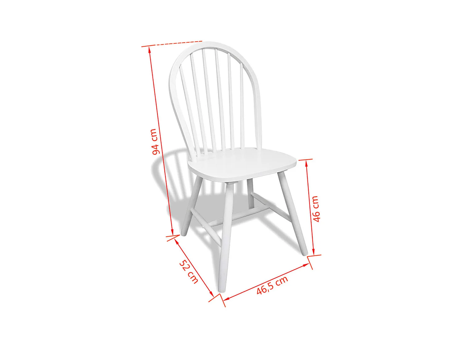 Conjunto de 6 cadeiras de jantar em madeira de seringueira maciça branca