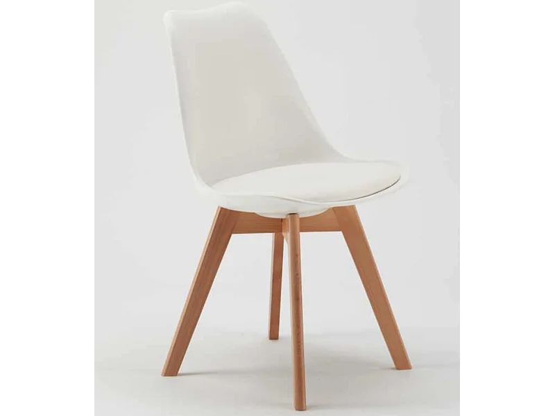 Chaise naturel et blanc avec coussin simili cuir Anko - Lot de 2