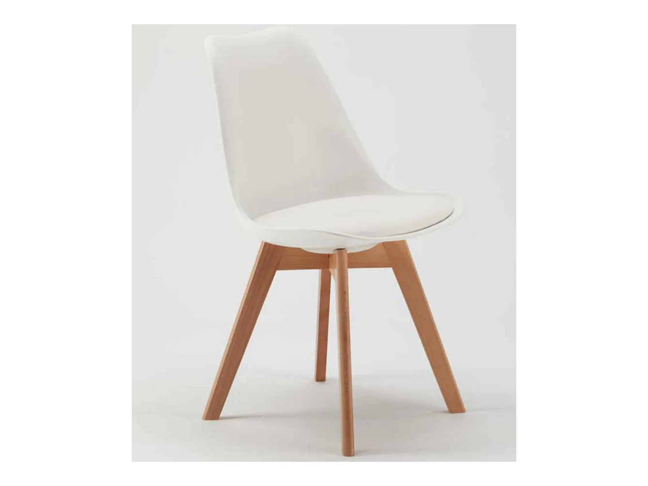 Chaise naturel et blanc avec coussin simili cuir Anko - Lot de 2