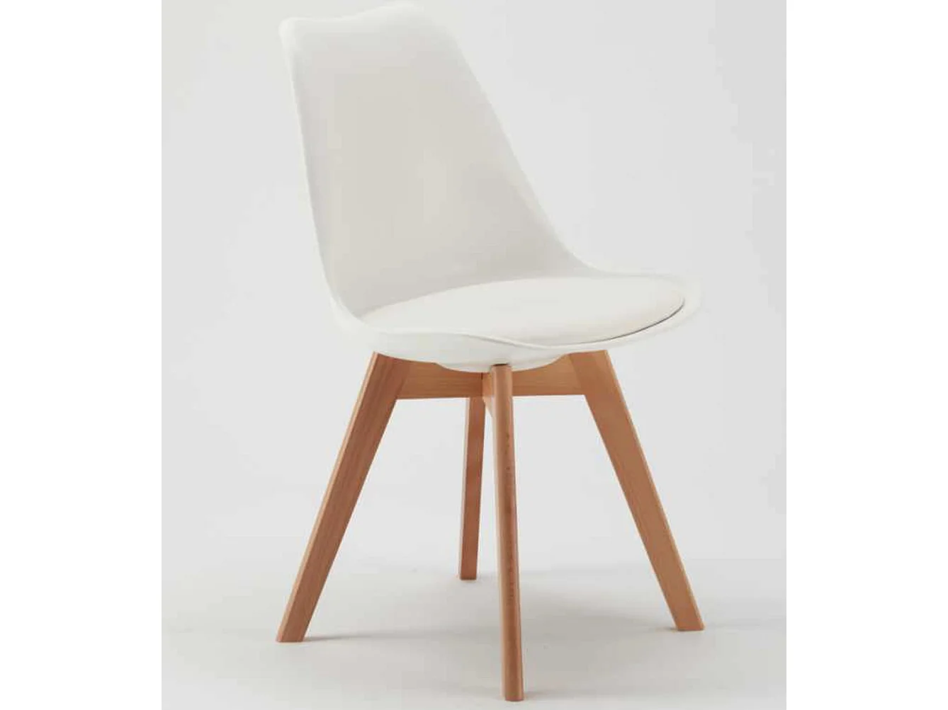 Chaise naturel et blanc avec coussin simili cuir Anko - Lot de 2