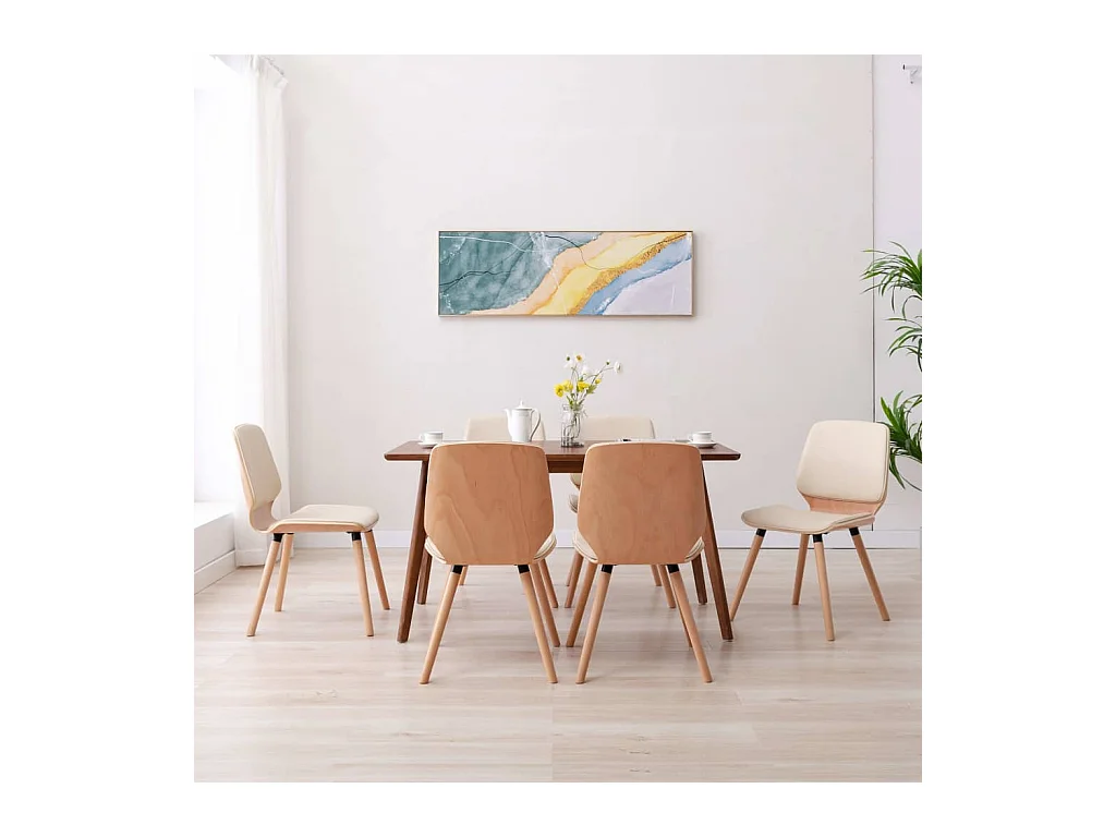 Chaises à manger lot de 6 crème similicuir