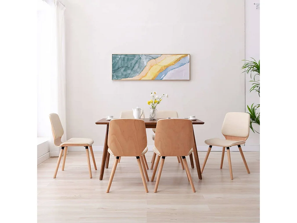 Sedie da Pranzo 6 pz Crema in Similpelle