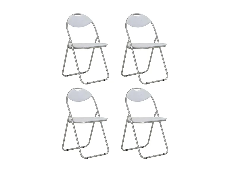 Lot de 4 chaises de salle à manger cuisine pliantes design simple synthétique blanc CDS021909