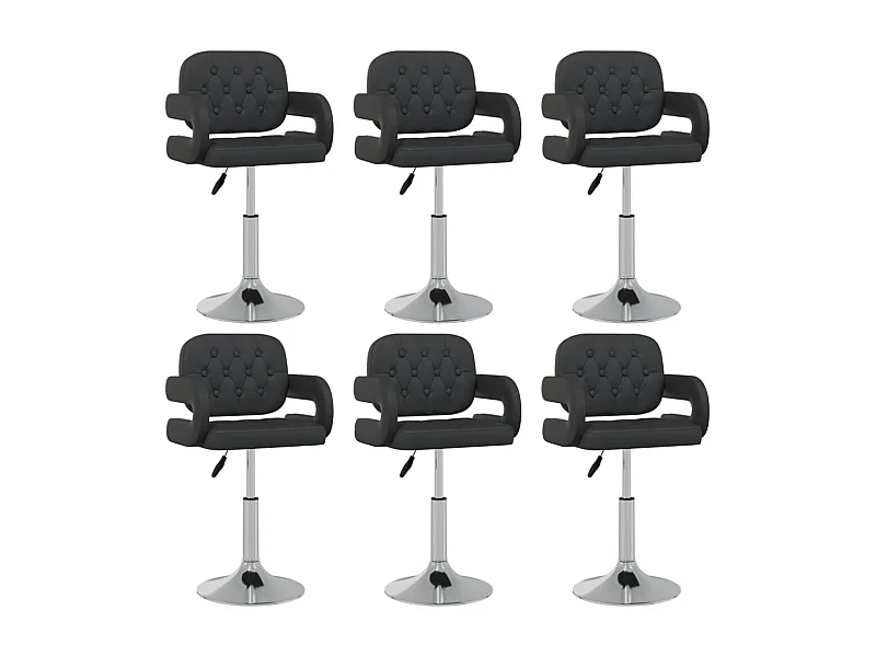 Chaises pivotantes de salle à manger 6 pcs Noir Similicuir 22