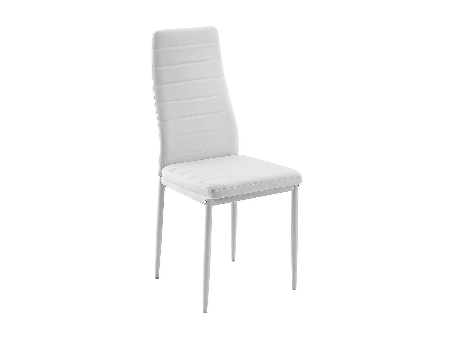 Chaise simili cuir blanc et pieds métal blanc Rolina - Lot de 4