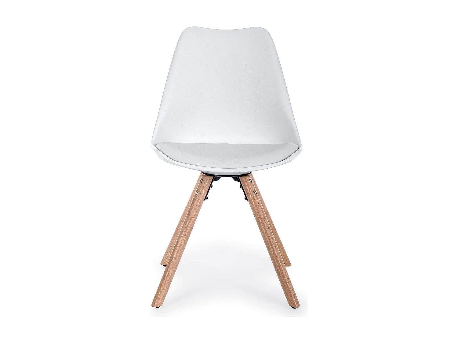 Lot de 4 chaises Teddy en bois de hêtre et simili cuir - Style scandinave intemporel-Couleur Blanc