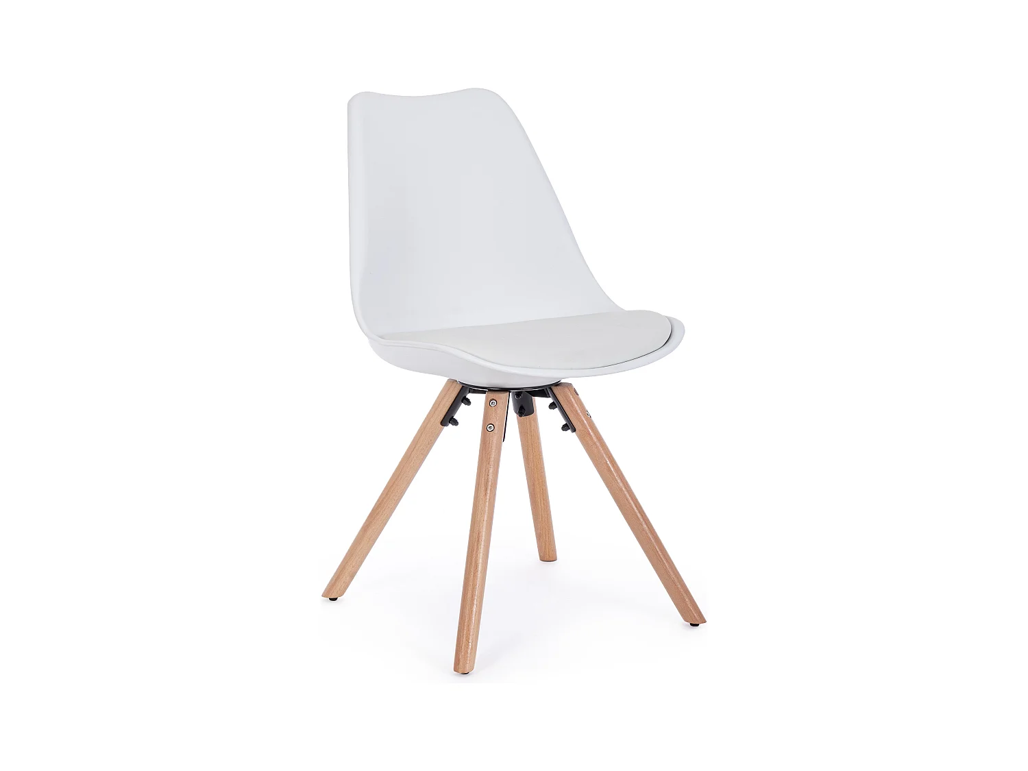 Lot de 4 chaises Teddy en bois de hêtre et simili cuir - Style scandinave intemporel-Couleur Blanc
