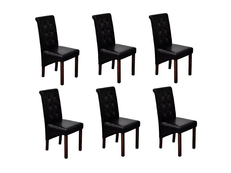 Chaises de salle à manger 6 pcs Noir Similicuir 4