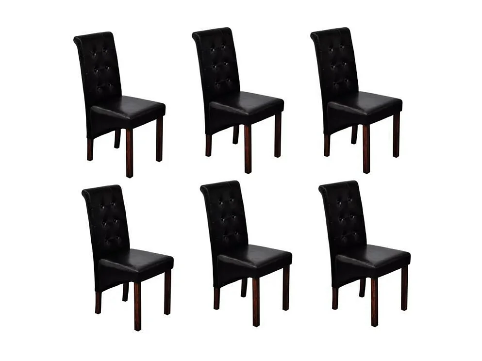 Chaises de salle à manger 6 pcs Noir Similicuir 4