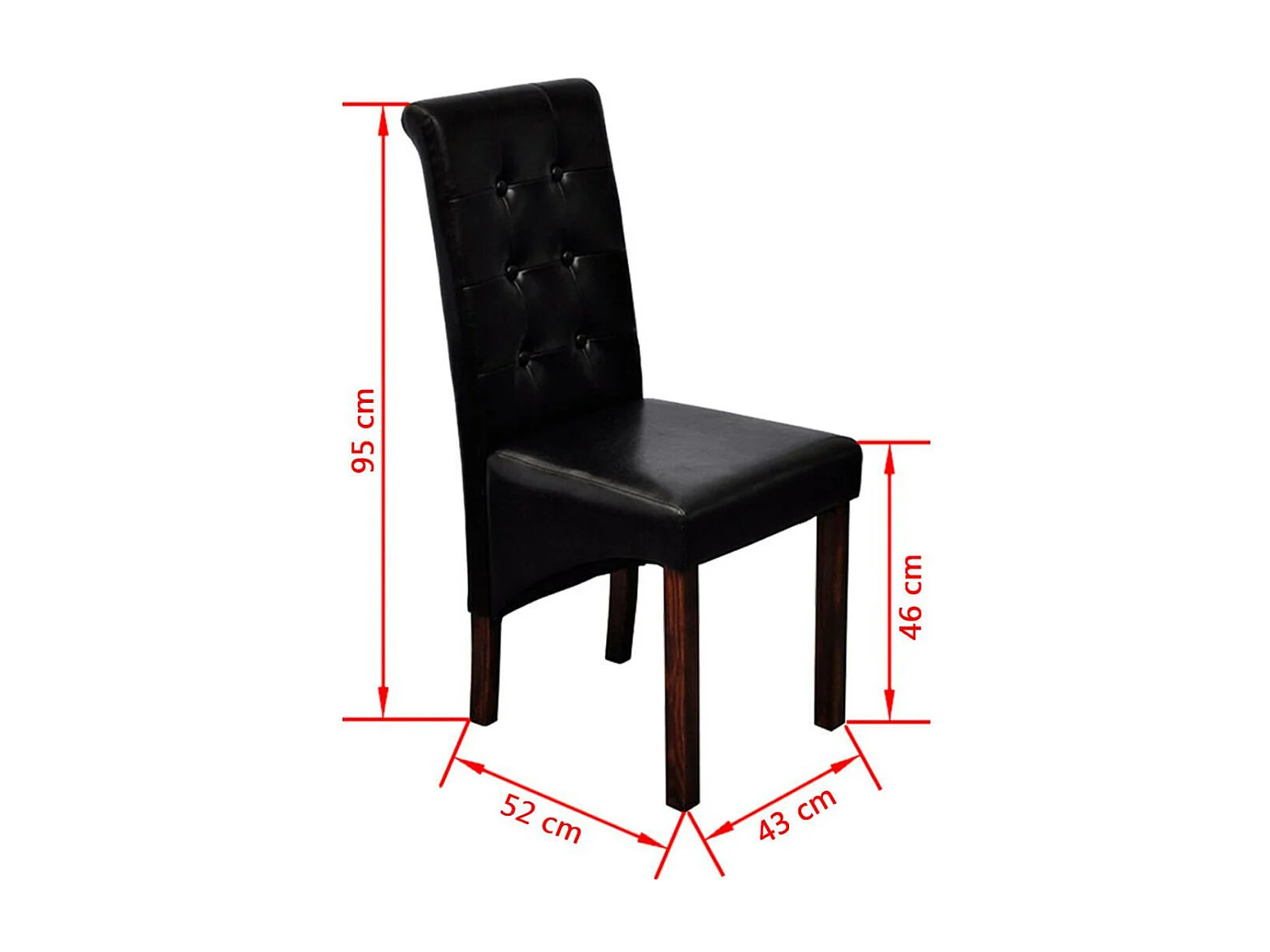 Chaises de salle à manger 6 pcs Noir Similicuir 4