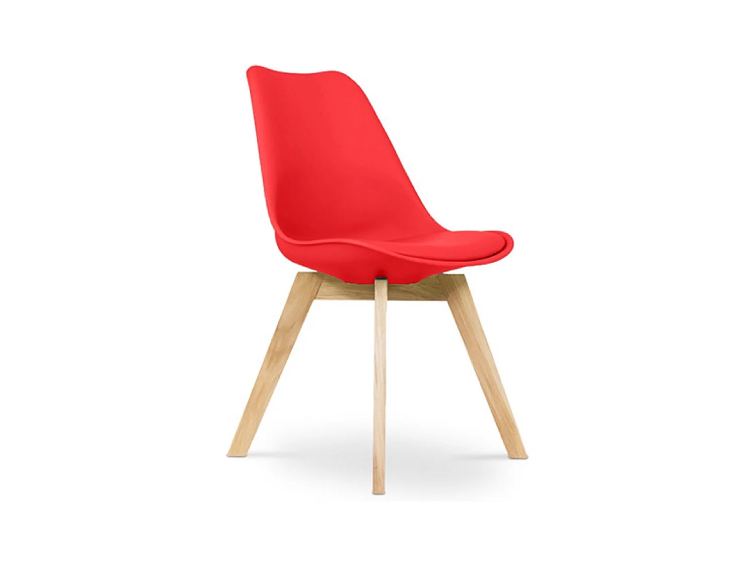 Chaise scandinave avec coussin simili rouge Genève - Lot de 2