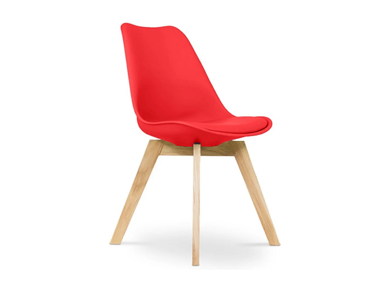 Chaise scandinave avec coussin simili rouge Genève - Lot de 2