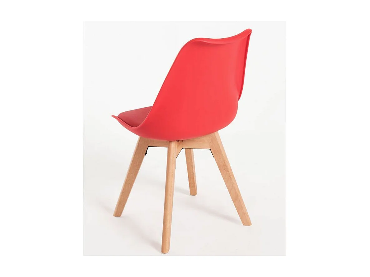 Chaise scandinave avec coussin simili rouge Genève - Lot de 2