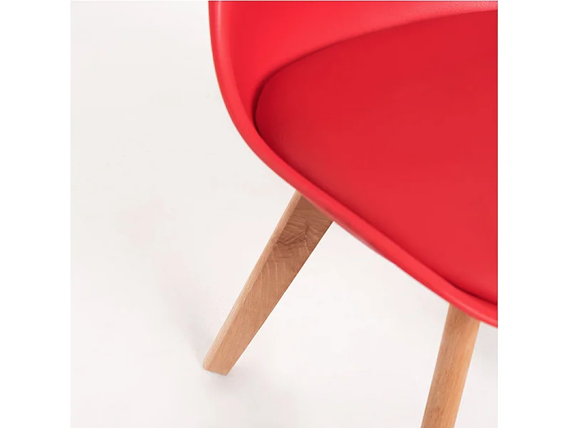 Chaise scandinave avec coussin simili rouge Genève - Lot de 2