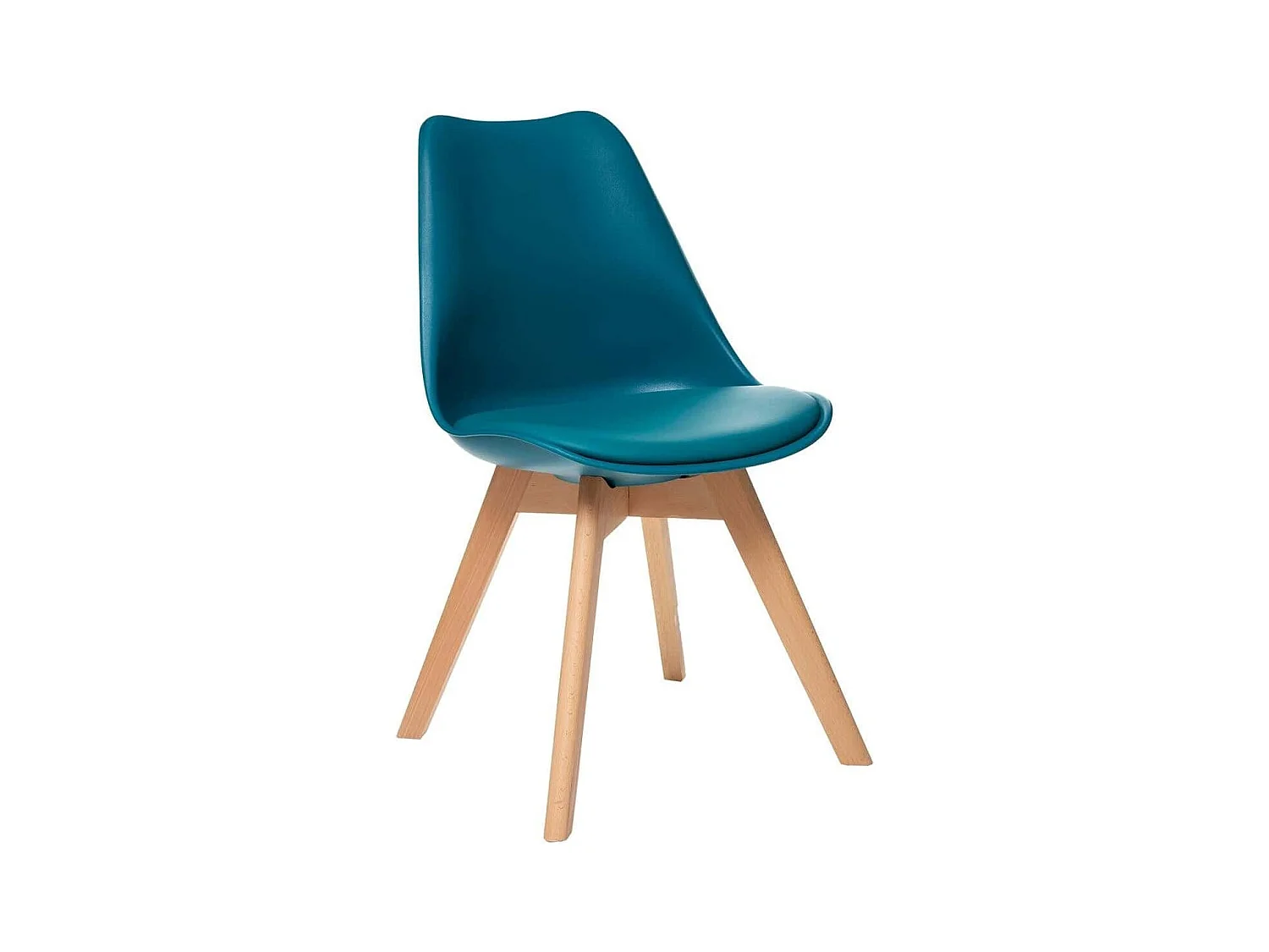 Chaise scandinave avec coussin simili bleu canard Genève - Lot de 2